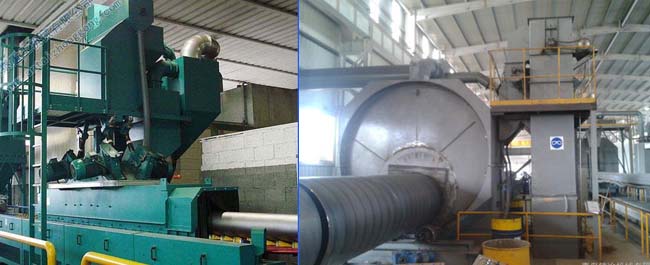 鋼管內外壁噴砂機，鋼管內外壁拋丸機，鋼管內外壁除銹機